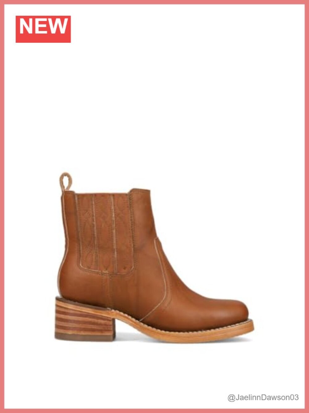 Women's Leather Square Toe Chelsea Ankle Boots Block Heel Slip-On